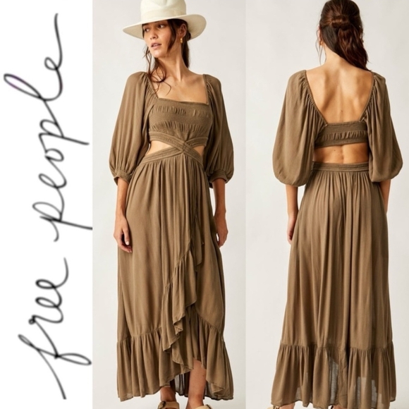 Free People Brown Smocked Tiered Sundress - Picture 1 of 10